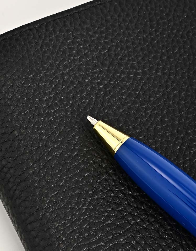 قلم رجالي فضي وأزرق فخم معدني