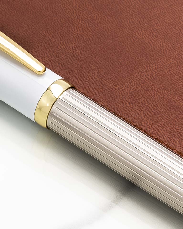 قلم رجالي معدني أبيض فضي فخم جاف