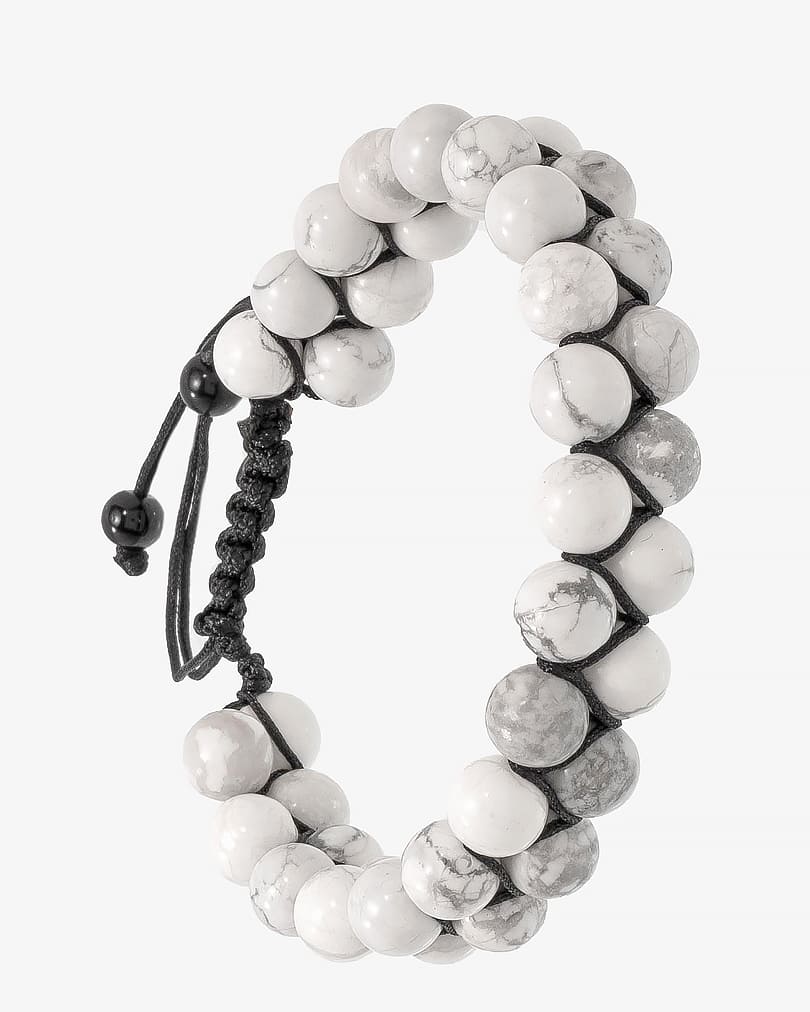 اسوره حجر الهاوليت الأبيض بعروق سوداء مضفر