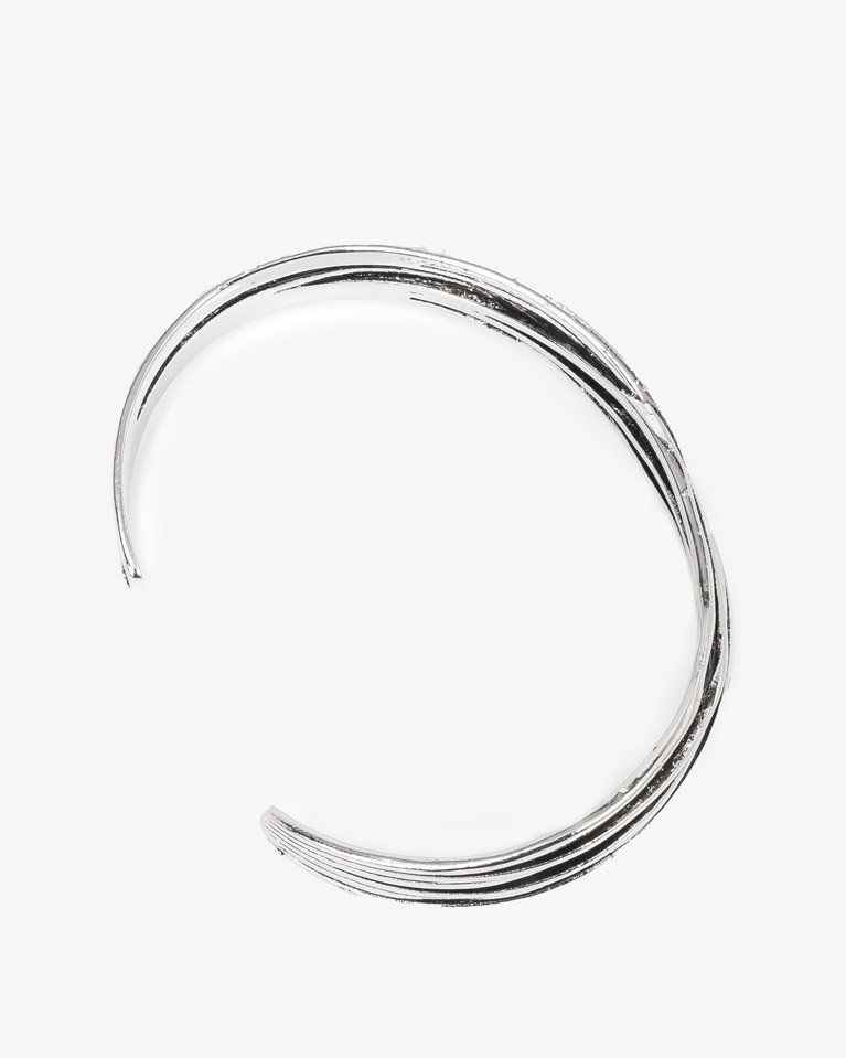 سوار معصم رجالي فضي مموج أنيق