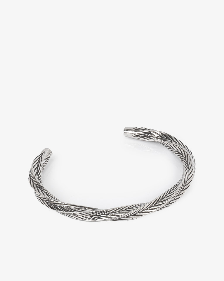 سوار معصم فضي مقلم ستانلس ستيل أنيق