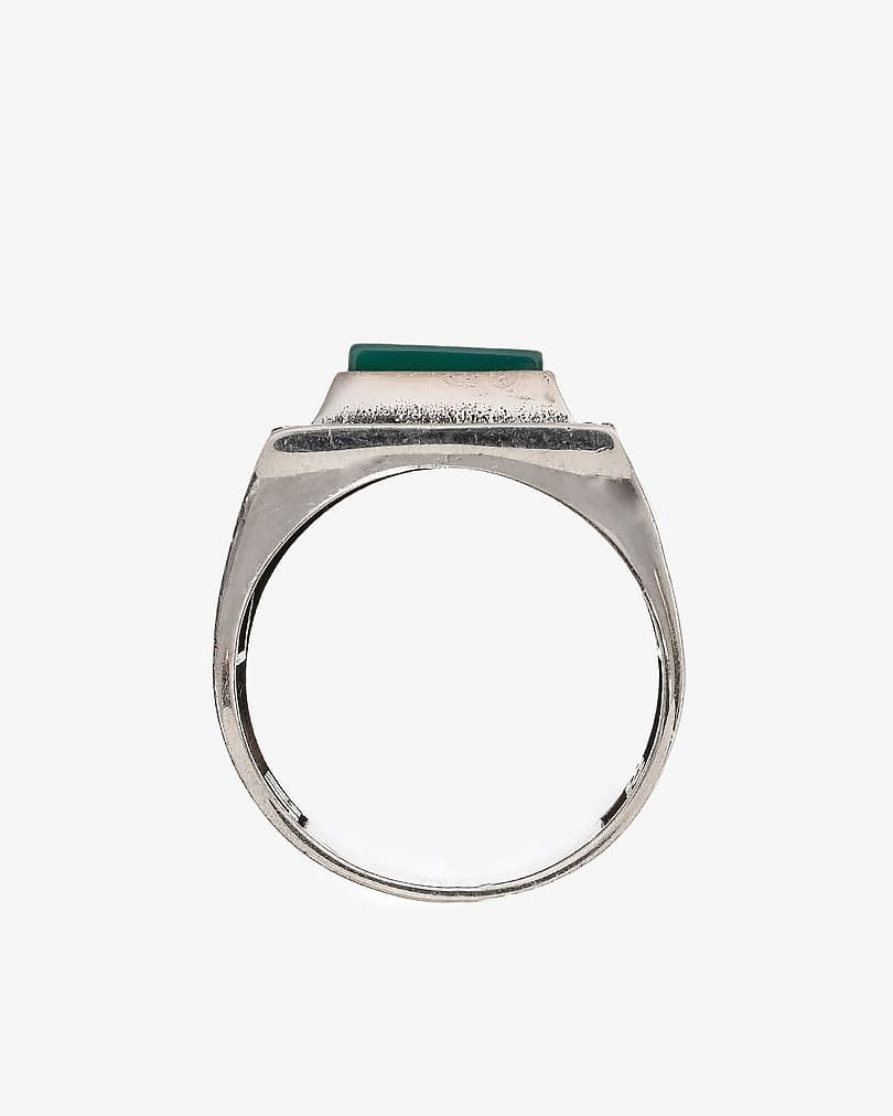 خاتم فضة رجالي جمشت أخضر مرصع بالزركون