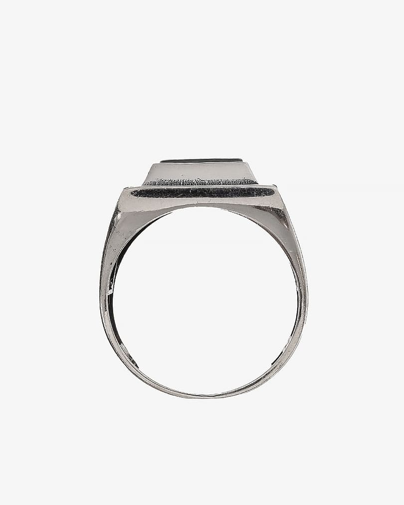 خاتم رجالي فضة عقيق أسود طبيعي مرصع بالزركون