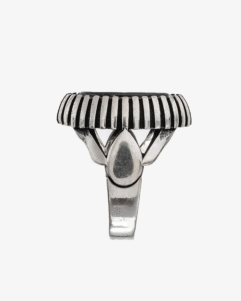 خاتم رجالي فضة عيار 925 عقيق أسود ملكي مرصع زركون