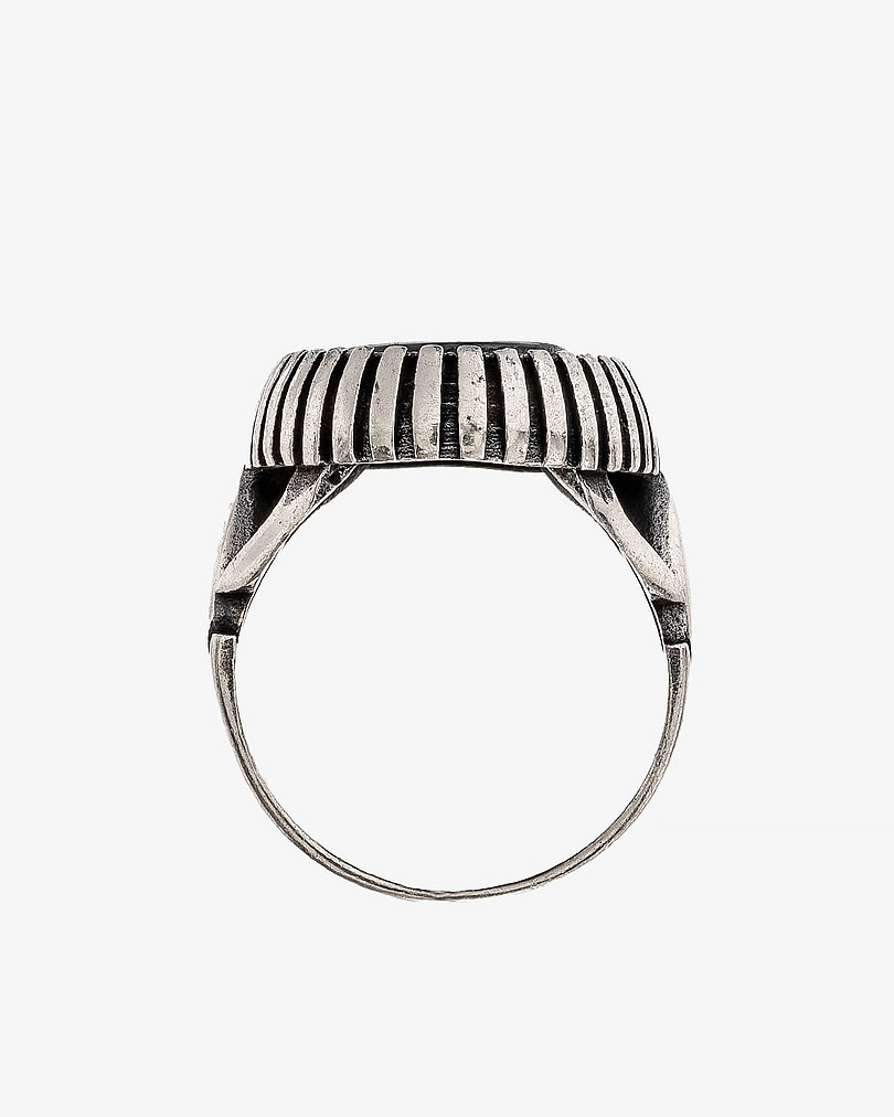 خاتم رجالي فضة عيار 925 عقيق أسود ملكي مرصع زركون