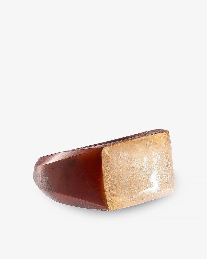 خاتم رجالي خشب كوك طبيعي حجر كريم أبيض