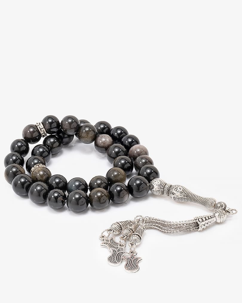 Luxury obsidian glass rosary