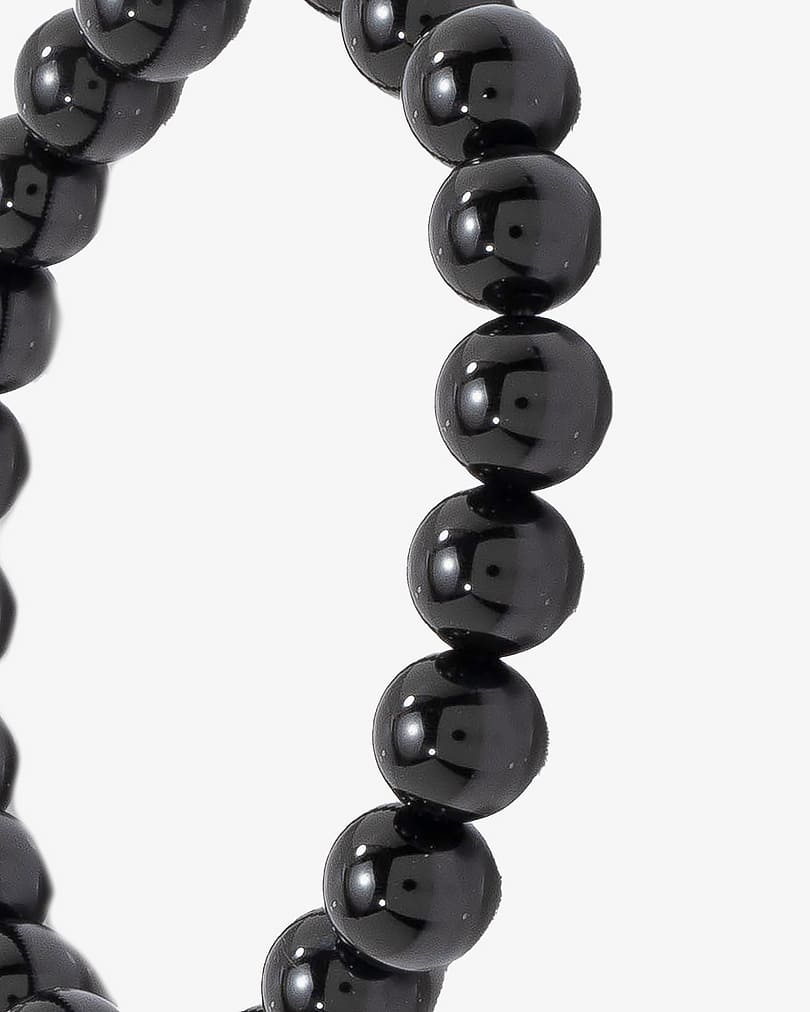 سوار حجر أونكس أسود لامع طبيعي دائري