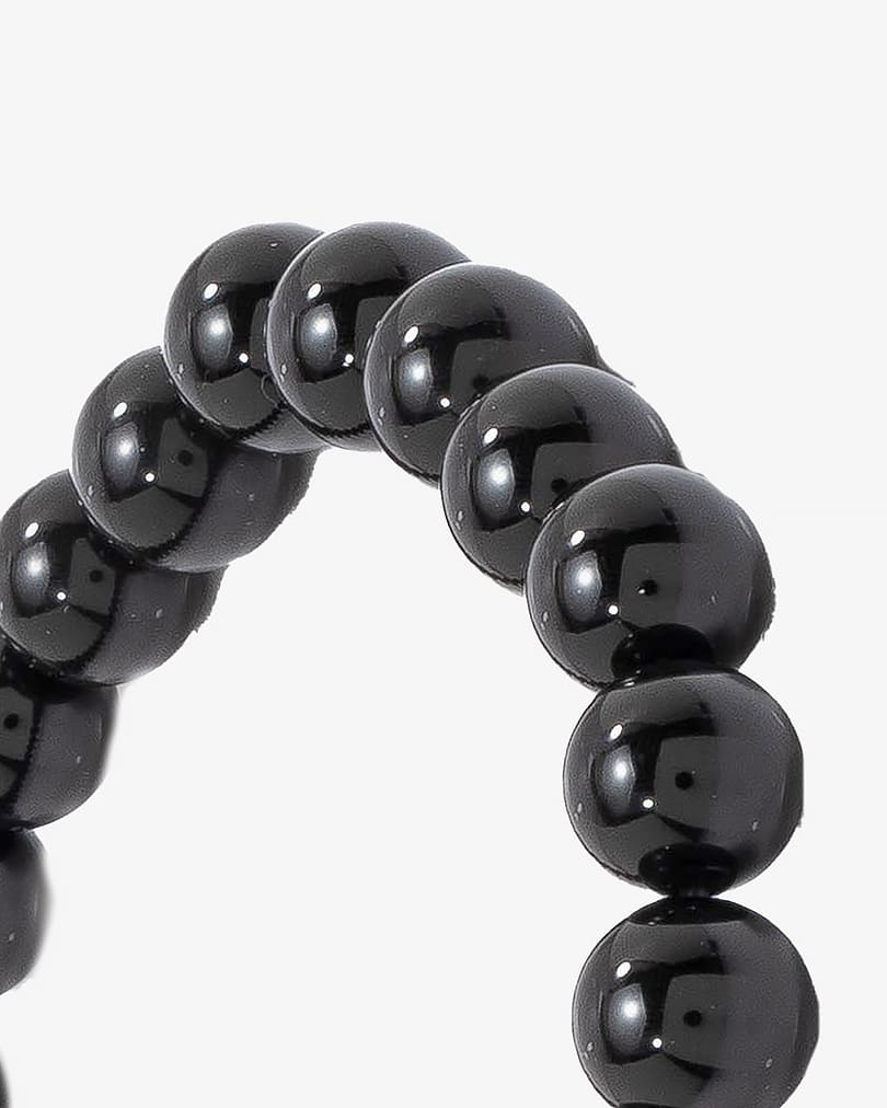 سوار حجر أونكس أسود لامع طبيعي دائري