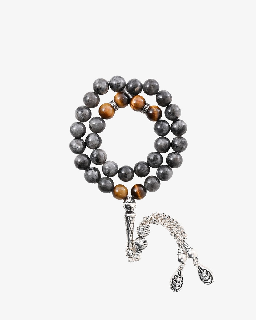 سبحة حجر تورمالين وعين النمر طبيعي