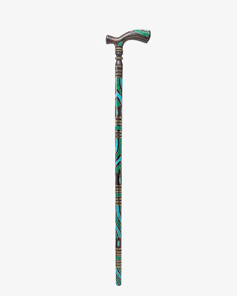 Ebanese crutch decorated with turquoise and malachite