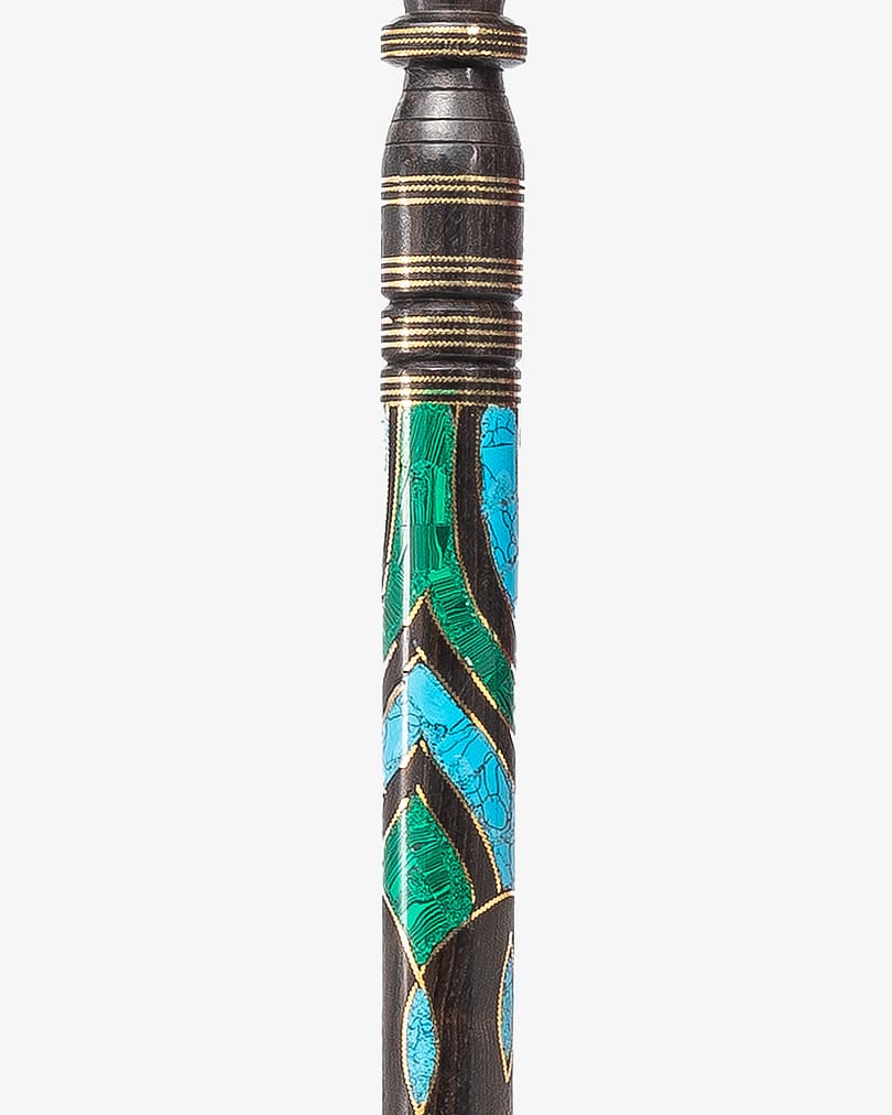 Ebanese crutch decorated with turquoise and malachite