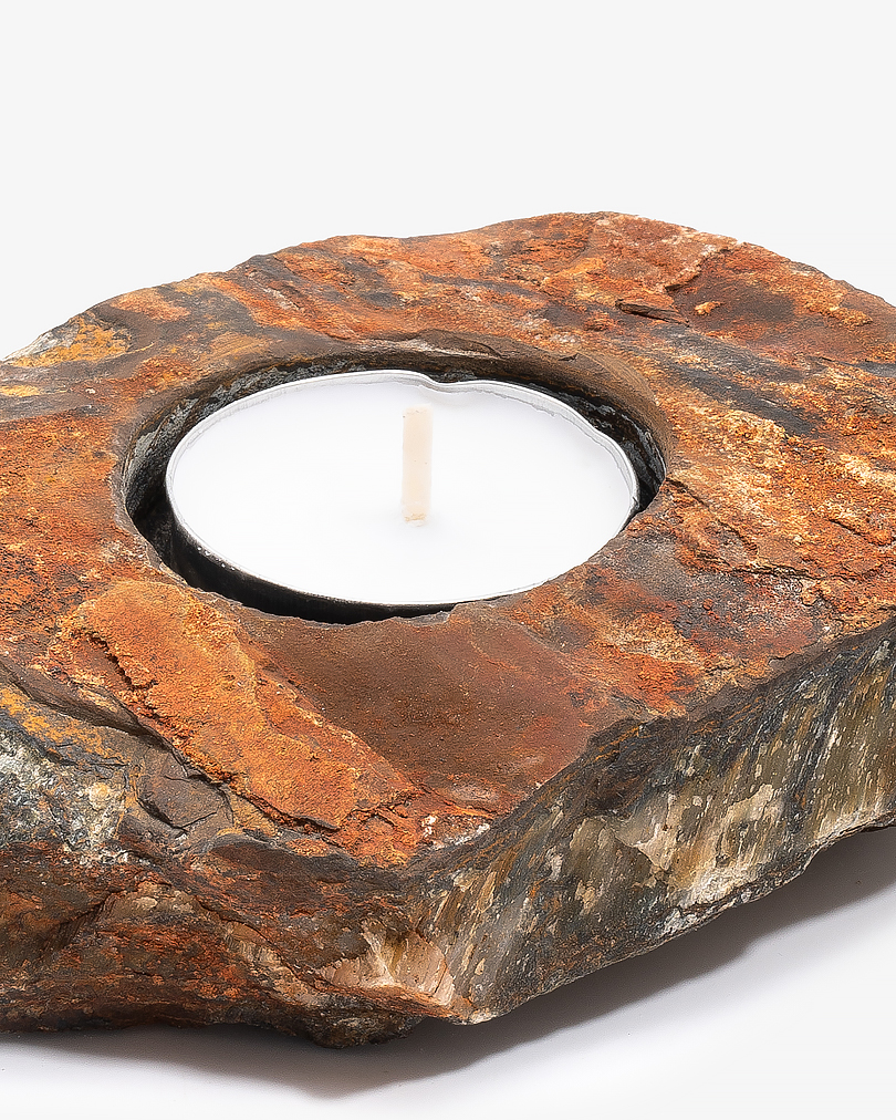 حامل شموع حجر عين النمر الطبيعي الخام