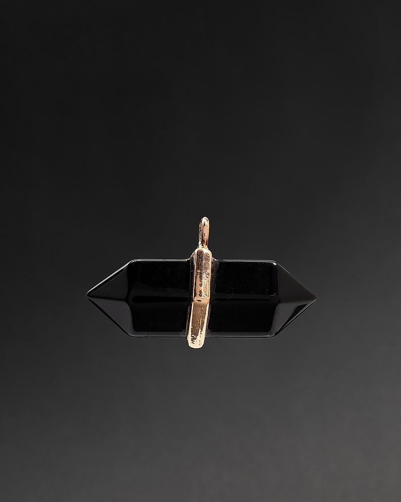 تعليقة قلادة نسائية حجر أونكس أسود طبيعي