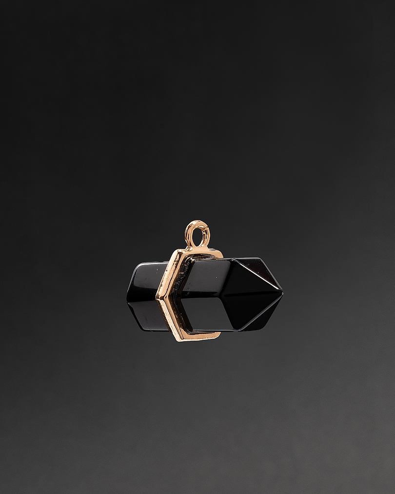 تعليقة قلادة نسائية حجر أونكس أسود طبيعي