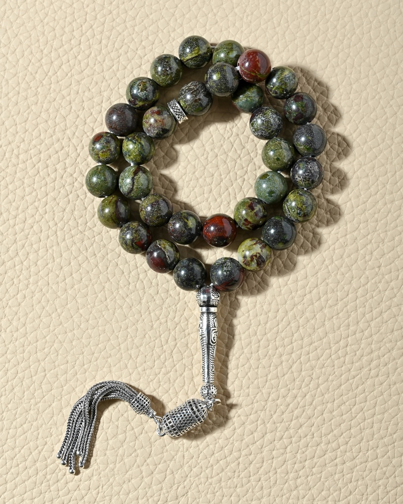Luxury Silver Rosary with Natural Bloodstone