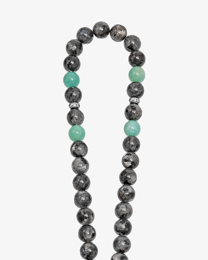 سبحة حجر لابرادوريت واكوامارين