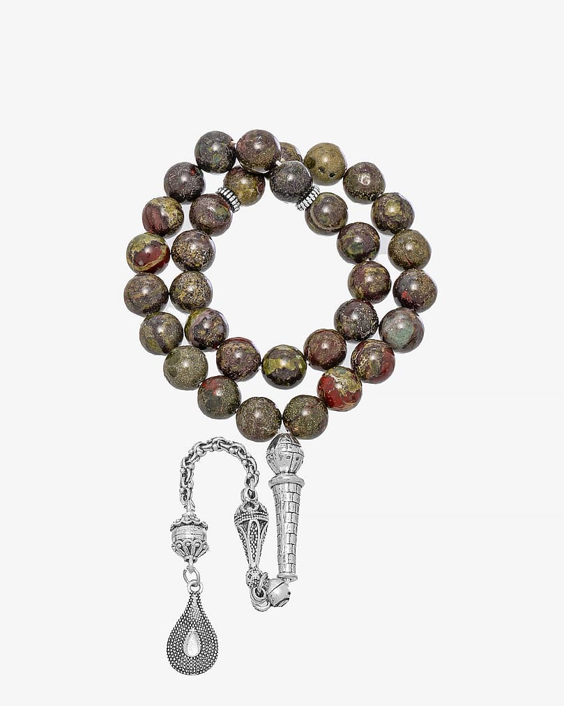 سبحة فاخرة حجر  دراقون بلود طبيعي