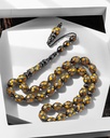 Natural Yusr Rosary decorated with silver and amber-like