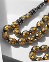 Natural Yusr Rosary decorated with silver and amber-like