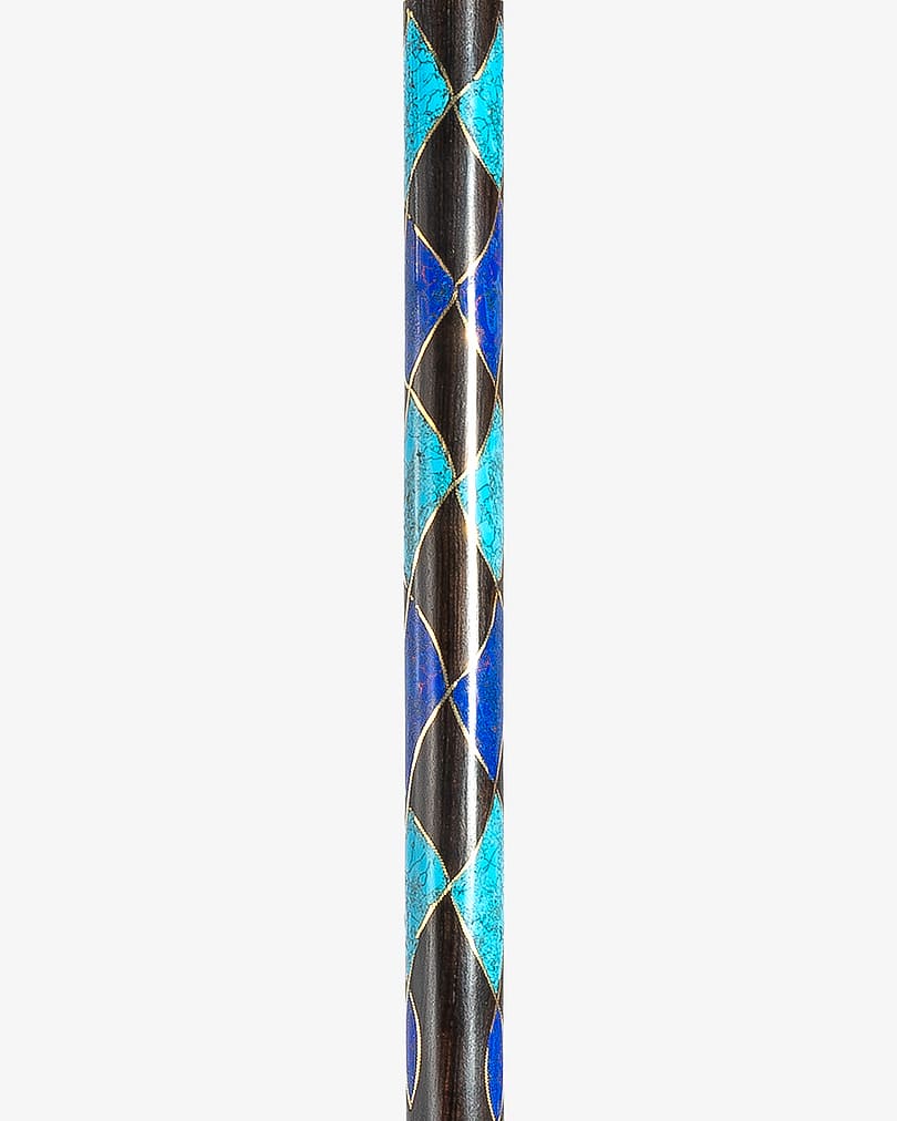 عصا عكاز ايبانوس مزينة شبيه لازورد وفيروز طبيعي