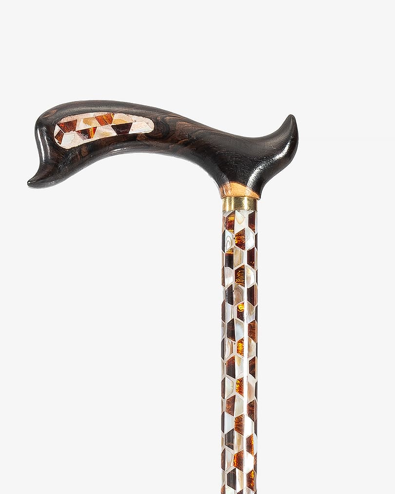 عصا عكاز خشب فينجي فاخر مرصع بصدف مميز