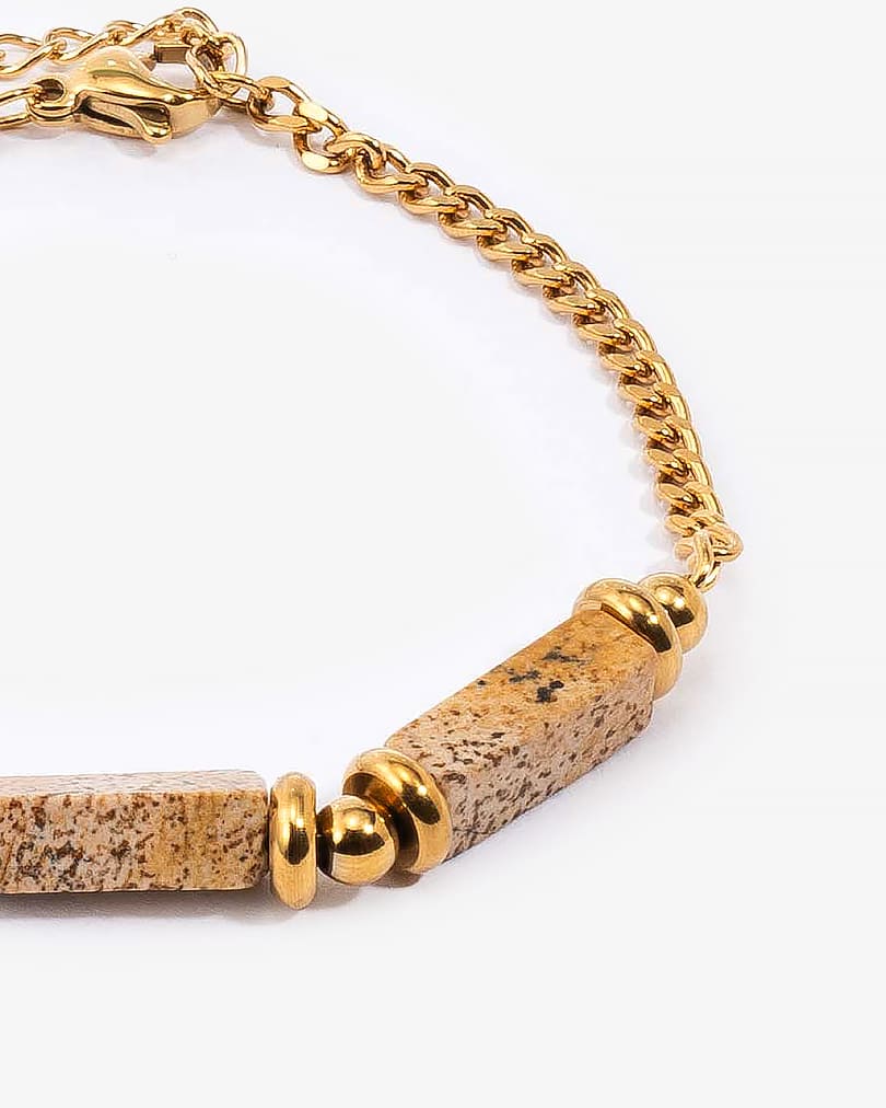 سوار  الحجر الطبيعي بسلسلة ذهبية فاخرة 