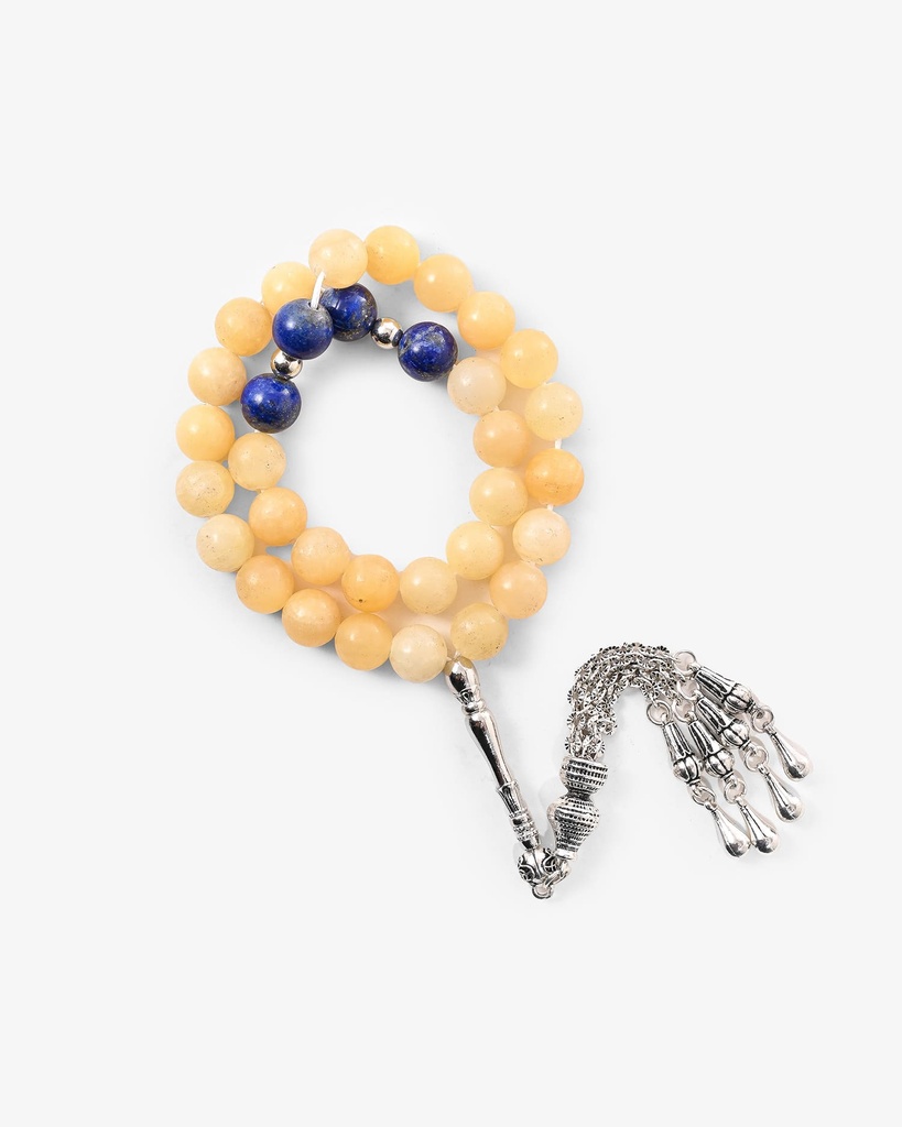 سبحة حجر افينتورين ولازورد طبيعي