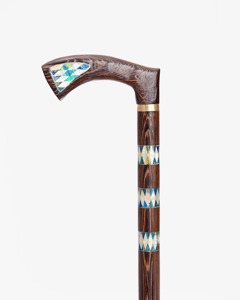 عصا عكاز فينجي طبيعي بالصدف يدوية مقبض طولي أنيق