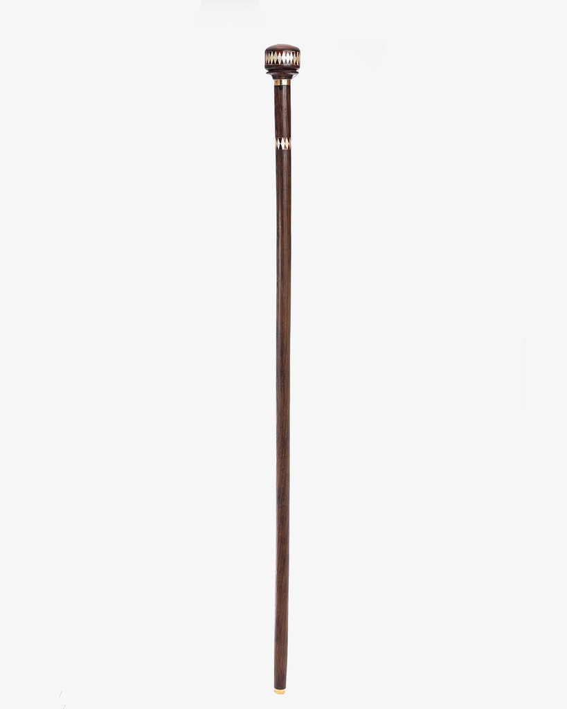 عصا عكاز خشب فينجي مرصعة بالصدف الطبيعي مقبض دائري