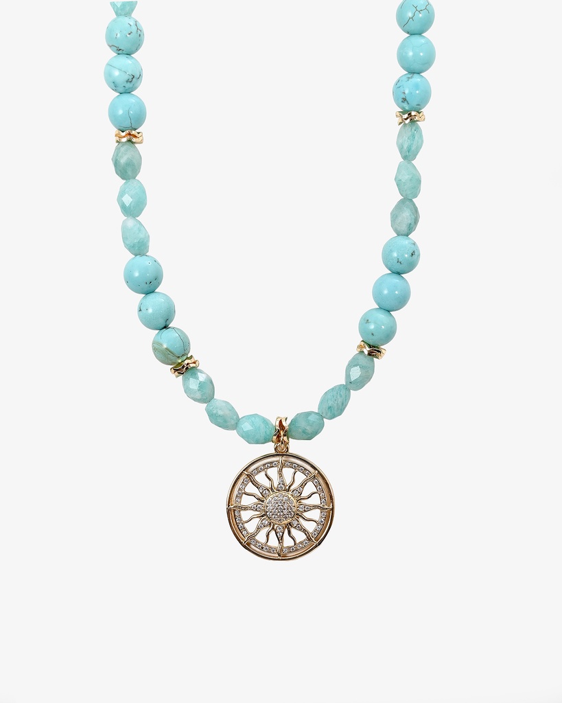 عقد فاخر من حجر الأبتايت والفيروز الطبيعي