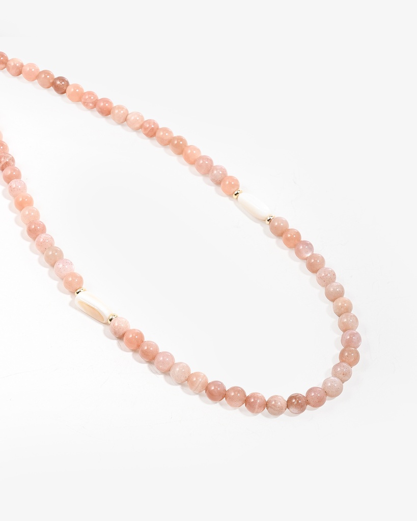 سلسلة نسائي حجر رملي وصدف طبيعي أنيق