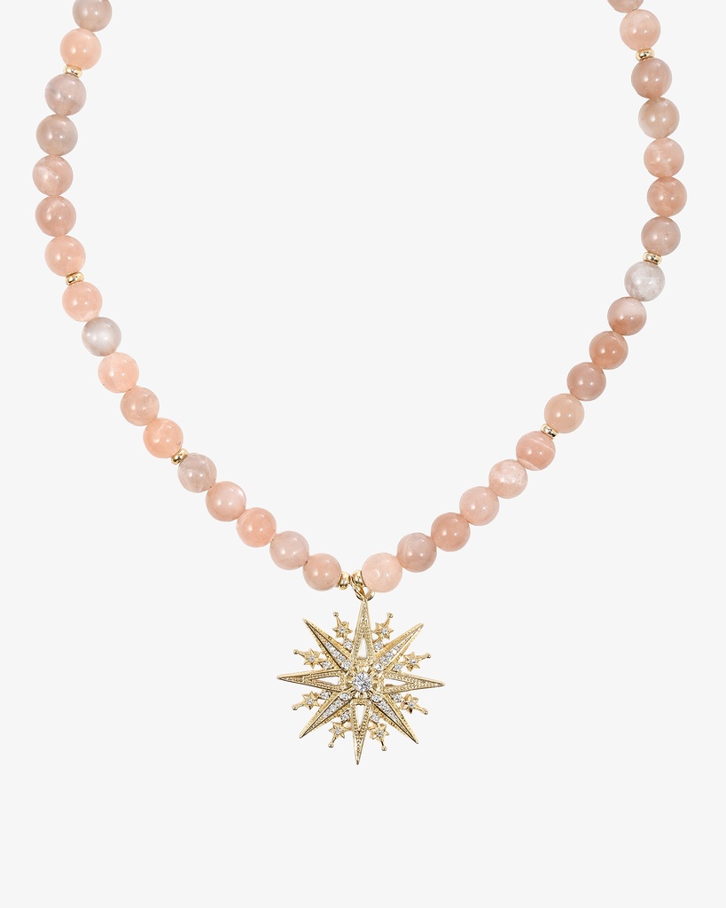 عقد الحجر الرملي الطبيعي مع تعليقة النجمة الذهبية