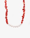 سلسلة مرجان أحمر مع لؤلؤ طبيعي فاخر