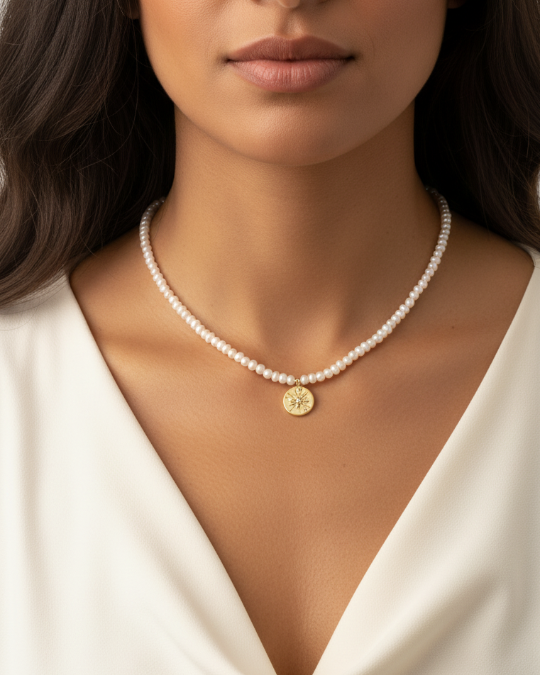 سلسلة من الصدف الطبيعي مع تعليقة مميزة