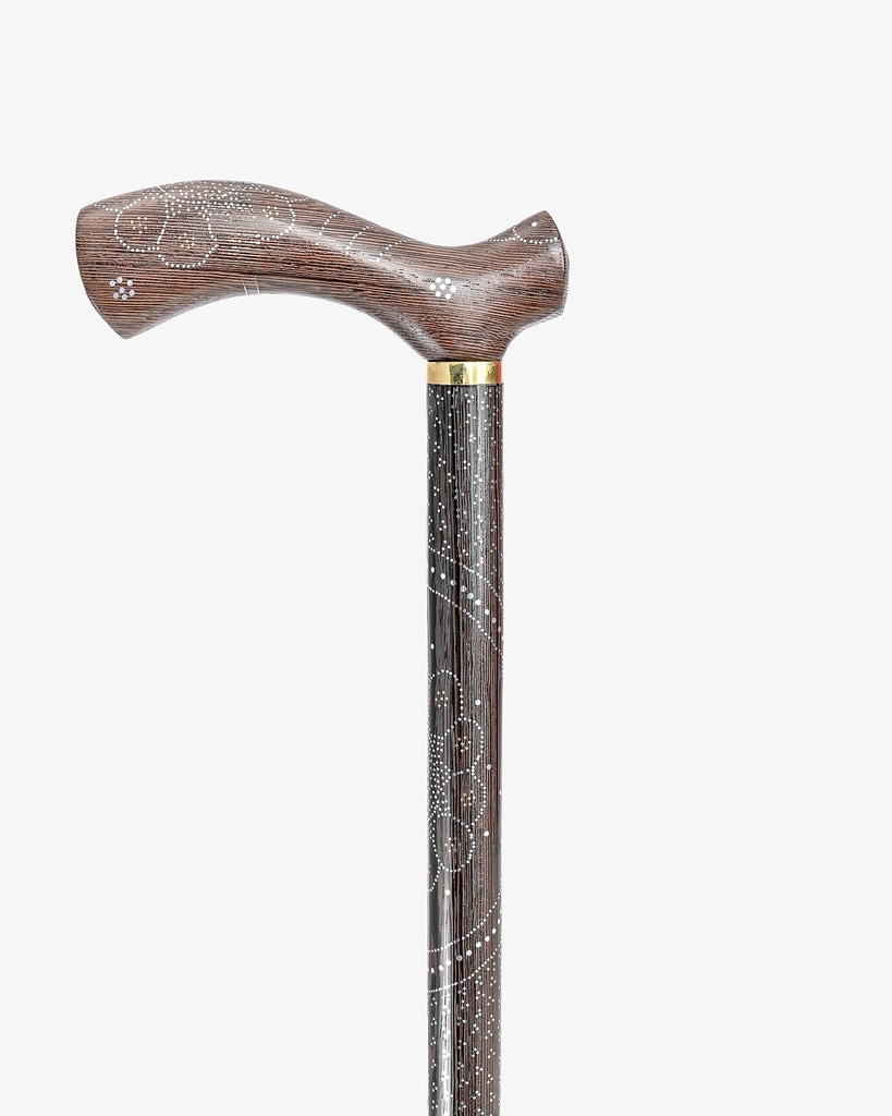 عصا عكاز خشب فينجي طبيعي مقبض طولي يدوي الصنع