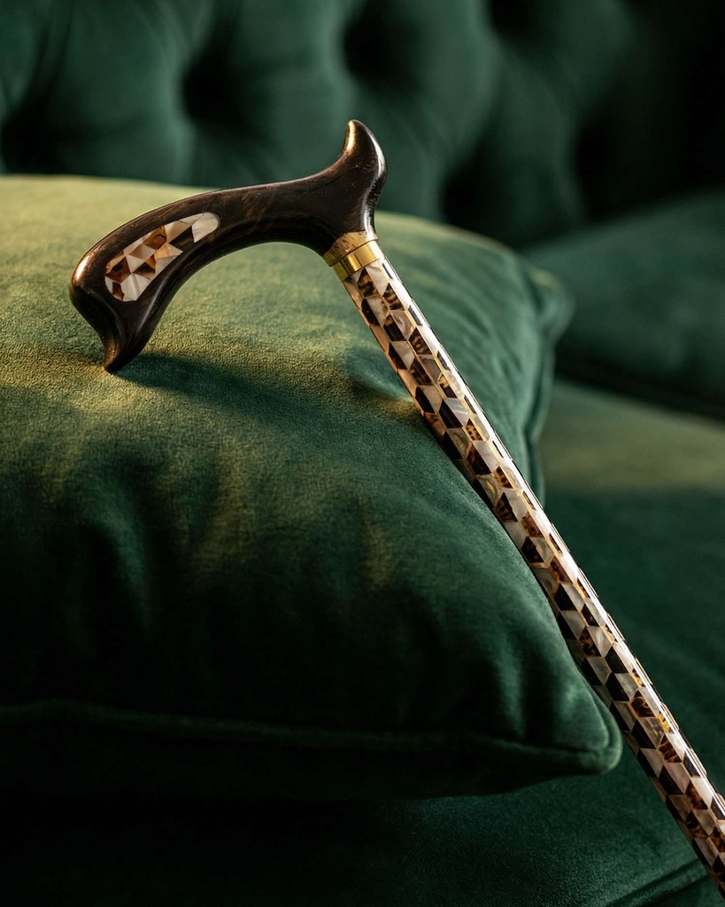 عصا عكاز خشب فينجي فاخر مرصع بصدف مميز