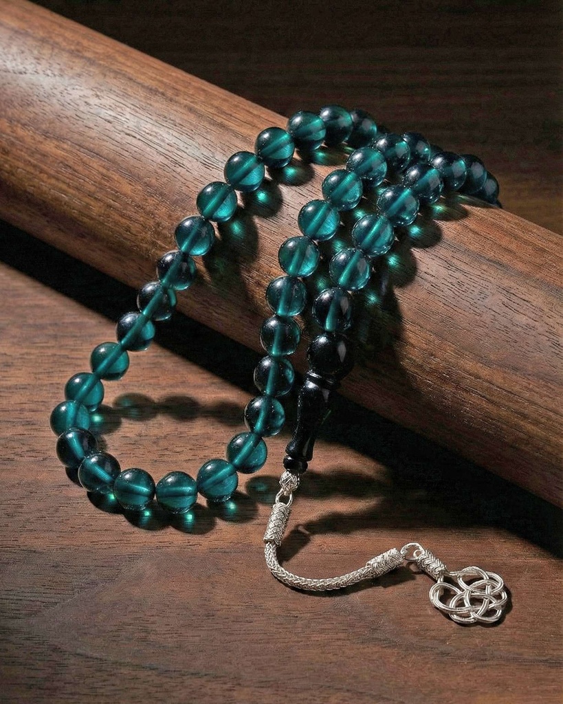 سبحة فاتوران لون تركوازي شفاف