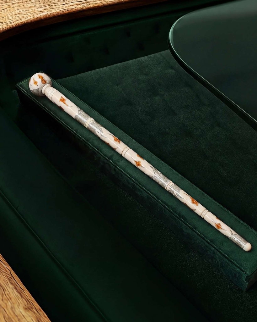 عكاز عاج الفيل وكهرمان ملكي