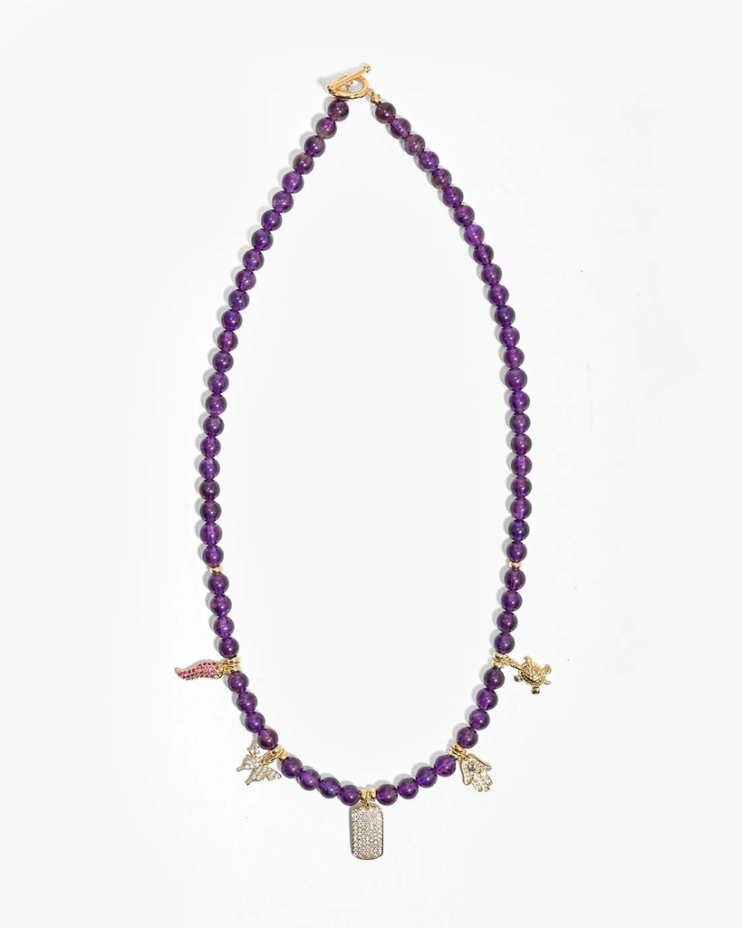 عقد نسائي جمشت بنفسجي طبيعي أنيق فاخر