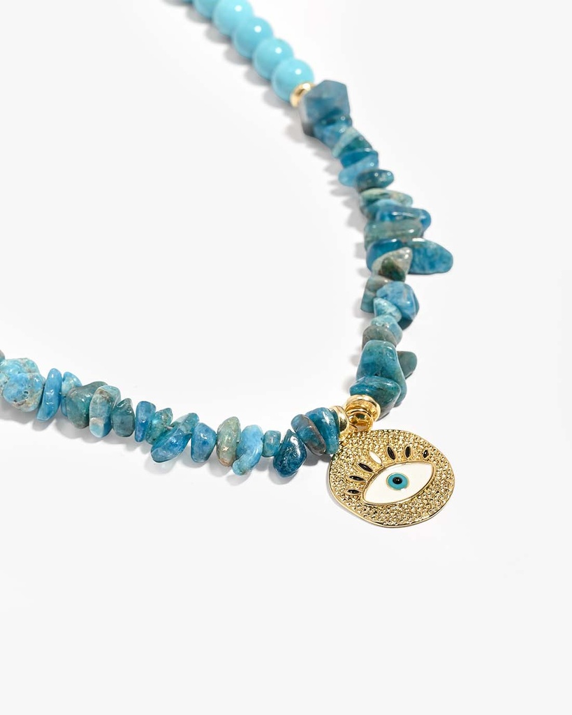 سلسلة فيروز طبيعي وأباتايت بتدرجات زرقاء ساحرة