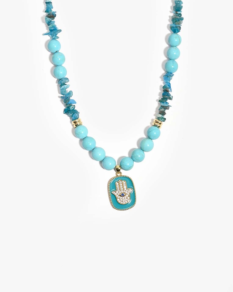 عقد نسائي فيروز وأباتايت أزرق طبيعي مميز