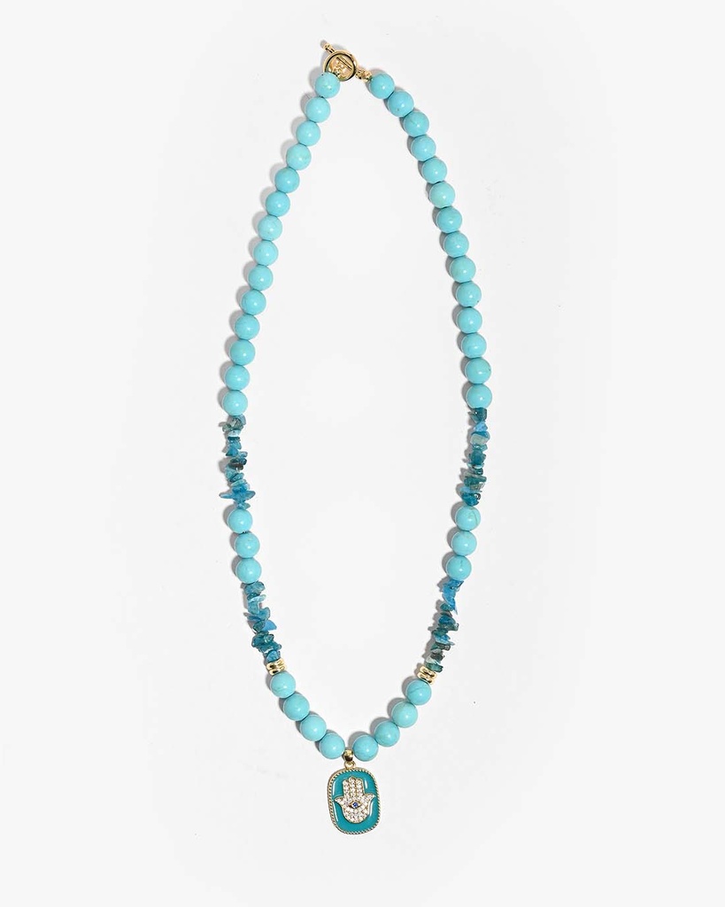 عقد نسائي فيروز وأباتايت أزرق طبيعي مميز