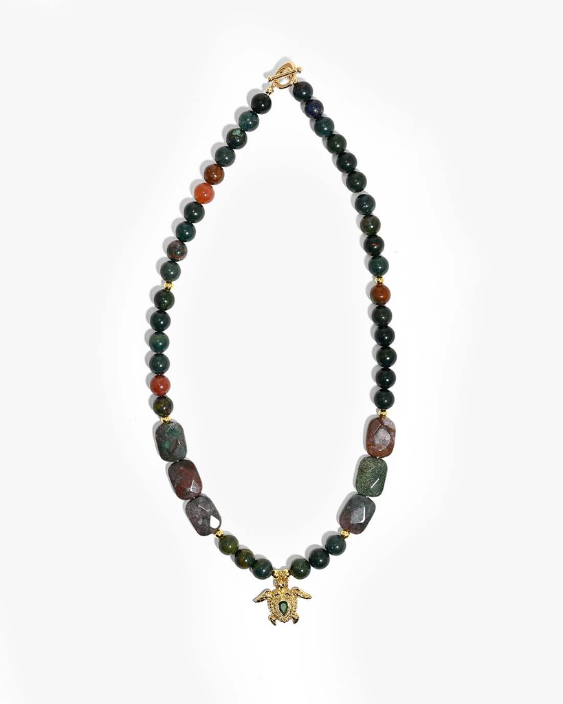 عقد عقيق هندي طبيعي بتدرجات خضراء فاخرة