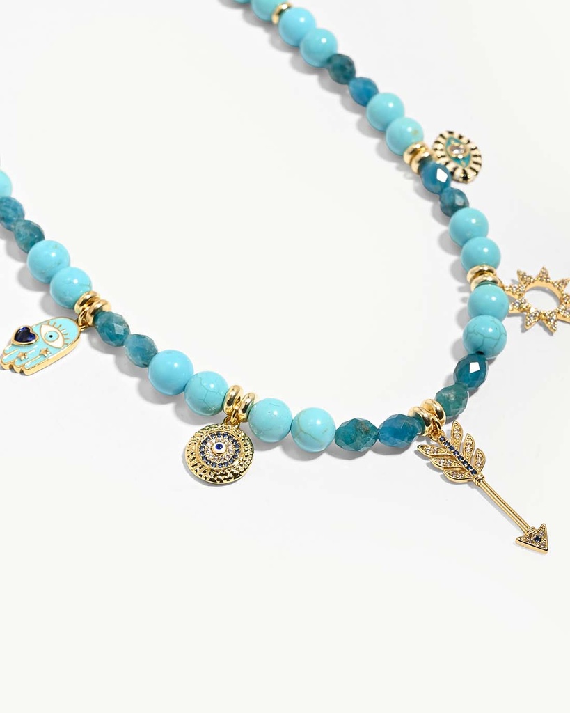 عقد نسائي فاخر بحجر الفيروز والأباتايت