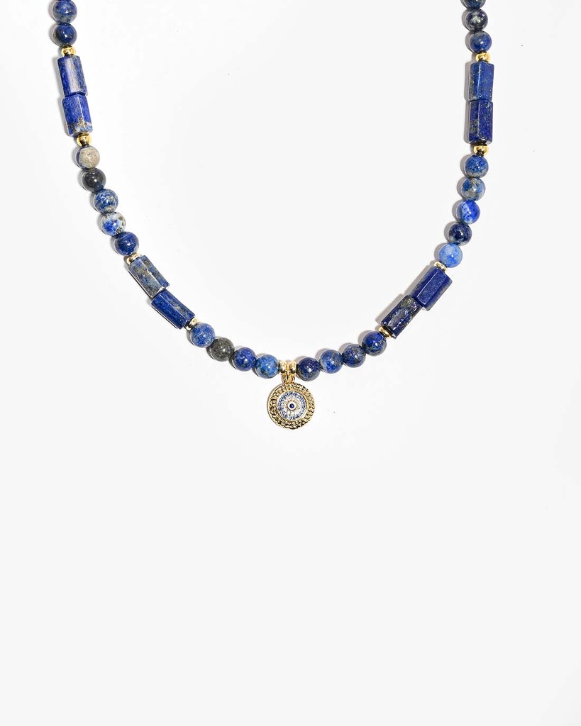 عقد نسائي بحجر اللازورد الأزرق الفاخر