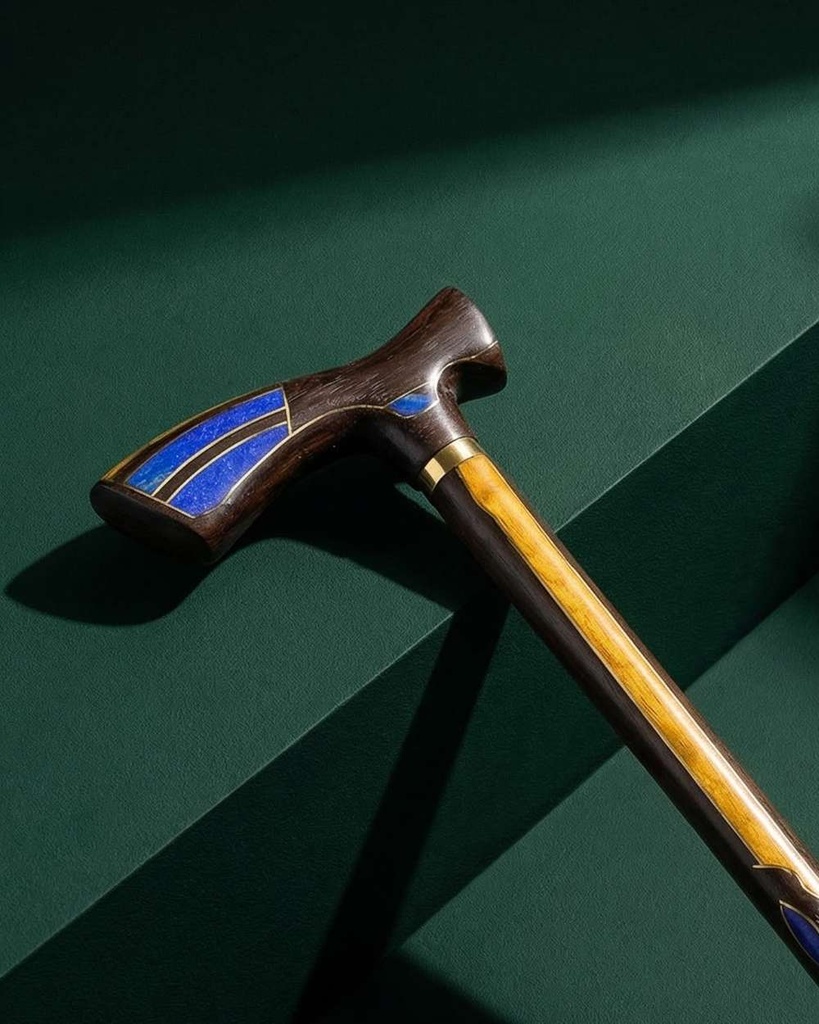 عصا عكاز ايبانوس شبيه الكهرمان ولازورد