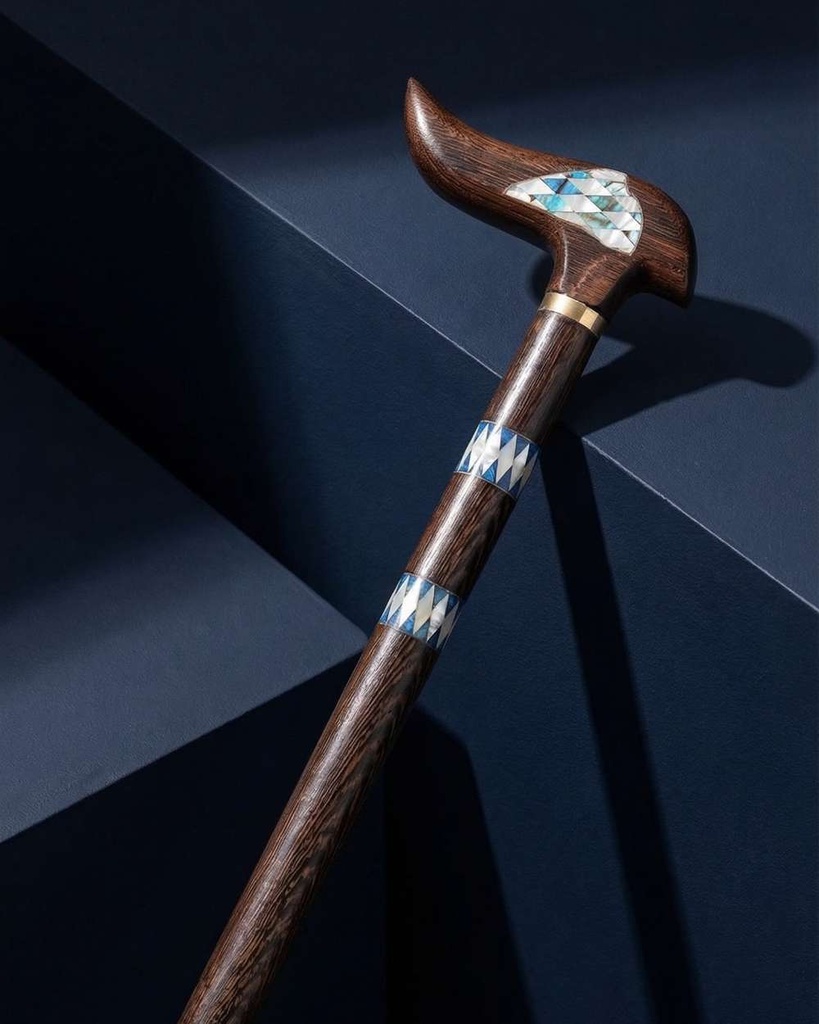 عصا عكاز فينجي صدف طبيعي فاخر