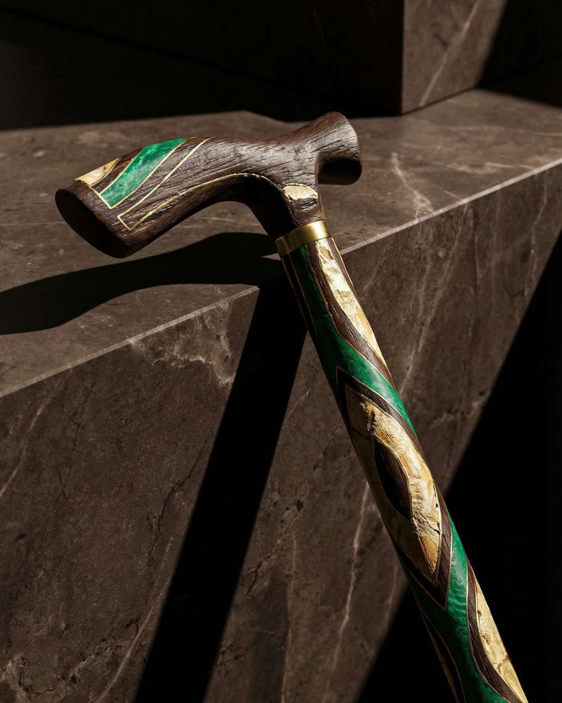 عصا عكاز فنجي شبيه ملاكيت وصدف