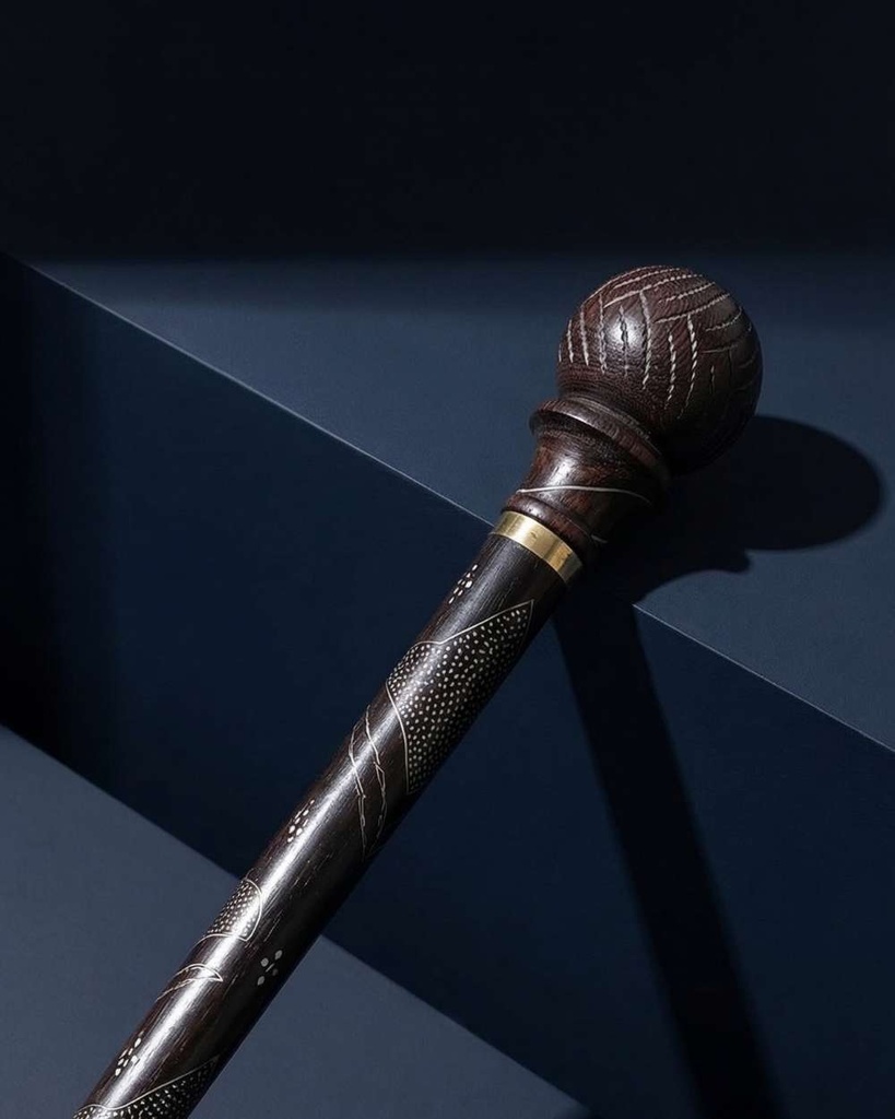 عصا عكاز خشب فينجي طبيعي مقبض دائري سميكة فاخرة